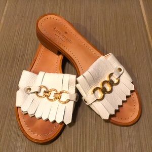 Kate Spade White Sandals with Gold Accent